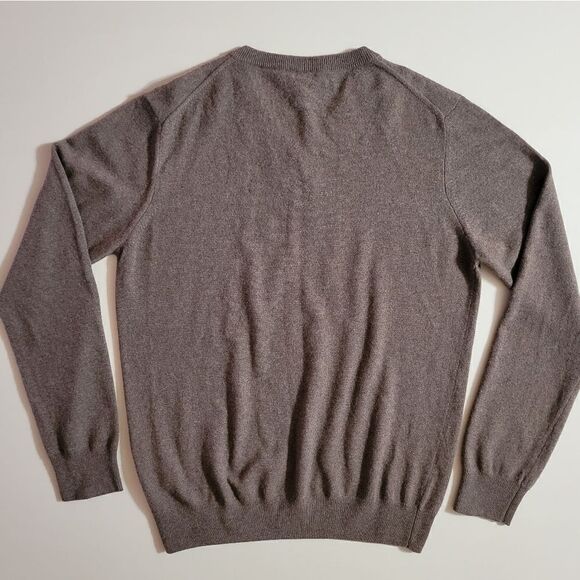 Mantovani Studio Men's Brown Cashmere V-neck Long Sleeve Sweater - Picture 14 of 15